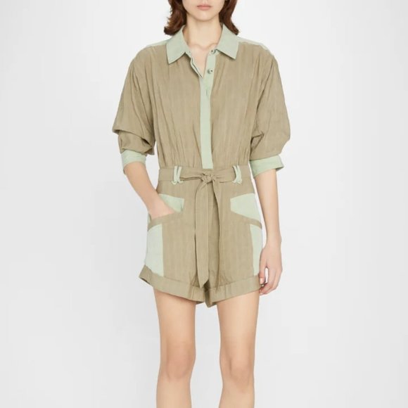 JONATHAN SIMKHAI Aliza Textured Belted Utility Romper Size 6 - Picture 5 of 14